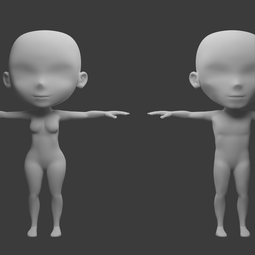 Archivo OBJ Chibi Base mesh - Male and female 3D model ♂️ ・Objeto de ...