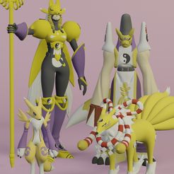 Renamon-Evolution-Line-Render.jpg Fichier STL Renamon Evolution Pack・Modèle à télécharger et à imprimer en 3D