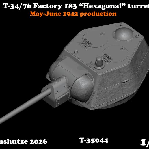 T-35044 T-34/76, Werk 183, „Hexagonal“-Turm (Produktion Mai–Juni 1942)