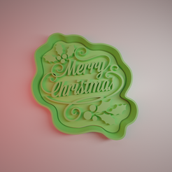 merry1.png Cookie cutter merry christmas #1