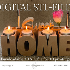 download-15.png Home Sweet Home 3D-Print, Tealight & Pen Holder Combo, Perfect Gift for New Homeowners