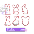 Easter-6-rabbits-outlines-cookie-cutter.png SET OF 6 COOKIE CUTTER Outlines STL FILES OF EASTER rabbits