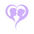 couple in heart.stl Couple silhouette in heart shape, romantic frame