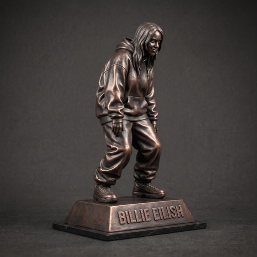 Billie Eilish - Statue Dancing in Baggy Clothes, Silver Fine-Art Statue, 3D Printable STL, Home Decor, Desk Decor, Gift