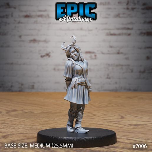Tiefling Villager Girl ‧ DnD Miniature ‧ Tabletop Miniatures ‧ Gaming Monster ‧ 3D Model ‧ RPG ‧ DnDminis ‧ STL FILE