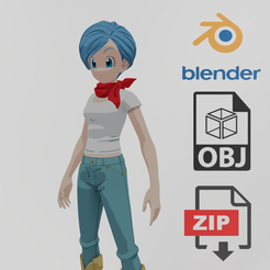 Portada.png Archivo OBJ Bulma Dragon Ball Textured RIgged・Plan imprimible en 3D para descargar
