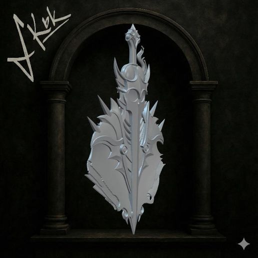 jpg_frame_18.jpg Бронированный рыцарский шлем с мечом - 3D печать CA502