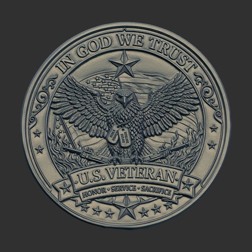3D Relief Model of U.S. Veteran Commemorative Seal