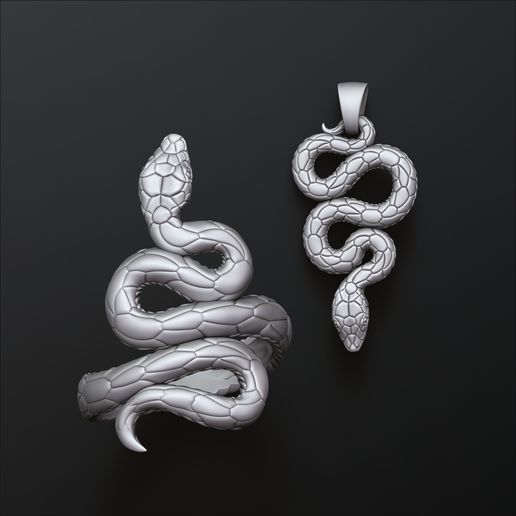 Snake Ring Pendant v3 Hollowed 3D Model Pack