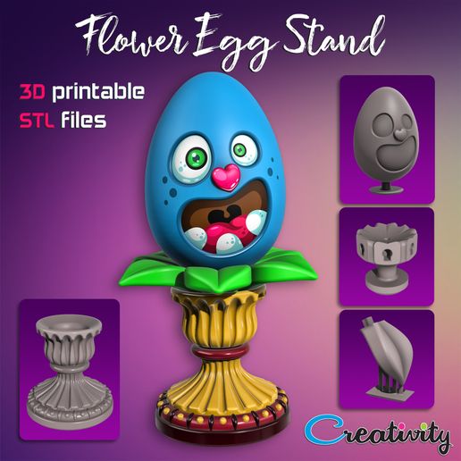 ela tee}e)c aes) Fichier STL Modèle d'impression 3D de support d'œuf en forme de fleur・Modèle à télécharger et à imprimer en 3D, Creativity