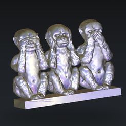 7_1.jpg Fichier STL gratuit 3 singes oeil oeil entendre bouche・Modèle imprimable en 3D à télécharger