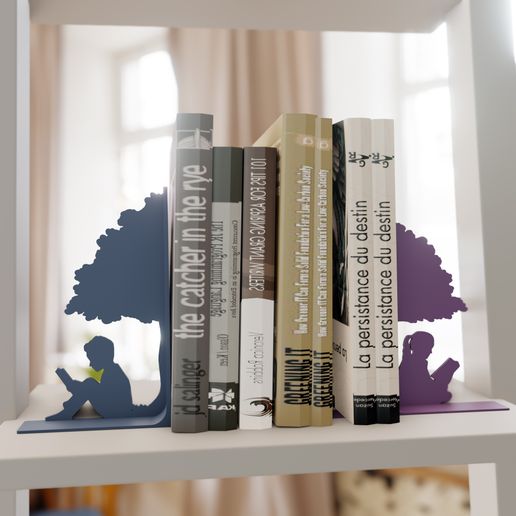 Boy and Girl reading Bookends 3D model