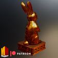 72F9C39C-A0E1-4981-9C70-DEAE2F1F4025.jpeg 2023 Year of the Rabbit 3D Printed Statue - Unique Decorative Piece for Home or Office