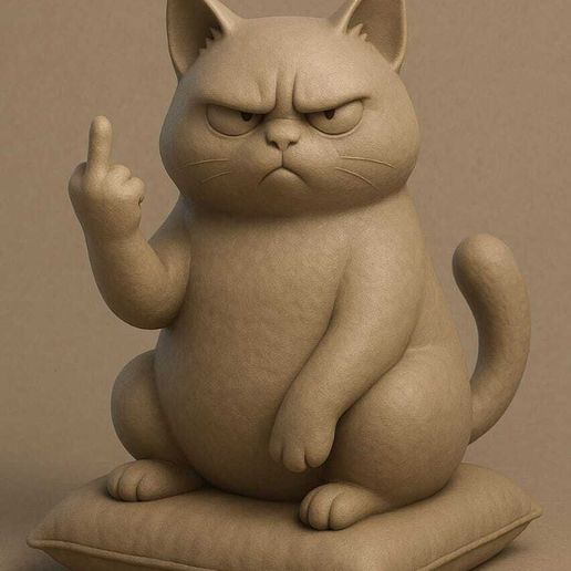 b008bcad-9803-446f-901f-6ba1045bbb14.jpg Rude Cat Giving the Middle Finger – Funny Attitude Cat STL for 3D Printing