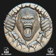 Front.jpg Angry Gorilla Relief for CNC Laser and 3D Print STL File and 4K Grayscale TIF - High Detail 3D Model