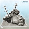 4.jpg Carcass of wooden galleon on rock with two masts (2) - Pirate Jungle Island Beach Piracy Caribbean Medieval Skull Renaissance