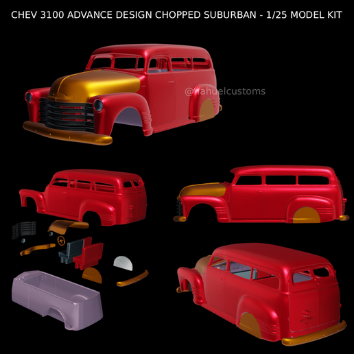 CHEV 3100 ADVANCE DESIGN CHOPPED SUBURBAN - 1/25 MODEL KIT