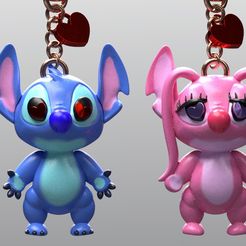 stitch-y-angel3.jpg STL file Stitch and Angel Keychain/Pendant・Template to download and 3D print
