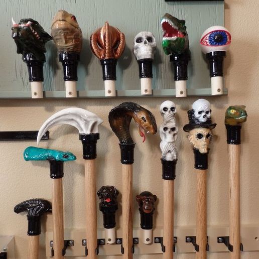 Cane_Collection.JPG T-Rex Skull Topper ($7 Cane/Walking Hiking Sticks)
