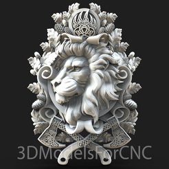1.png Fichier 3D Modèle 3D Fichier STL pour CNC Router Laser & 3D Printer Lion Head Cartouche・Plan pour imprimante 3D à télécharger