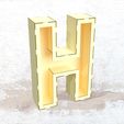 H_render-3d_LR.jpg 3D ALPHABET LETTERS & NUMBERS DESIGNS FOR LASER CUTTING +44CM