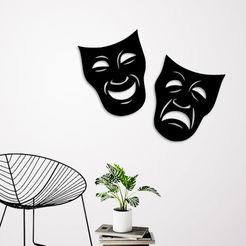 Demo.jpg STL file Comedy Tragedy Masks・3D printing template to download