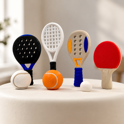 Racket Sport Cake Toppers Set, Tennis Padel Table Tennis Birthday Cake Decoration