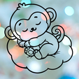 Sleeping_Monkey2-removebg-preview.png Monkey Sleeping On Cloud Cookie Cutter