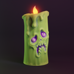0001.png STL file SPOOKY GHOST CANDLE - HALLOWEEN・Design to download and 3D print