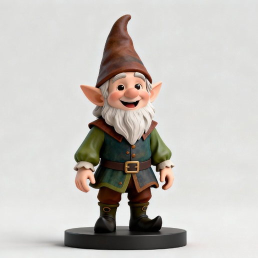 3618 Fairy Tale Gnome - Color Full-Body Figurine on Base, magic, dragon, serpent, wood, gnome, gorgon, warrior, wild, fox, monster, cat, fair, witch, werewolf, horror, beast, snake, troll, skeleton dance, STL