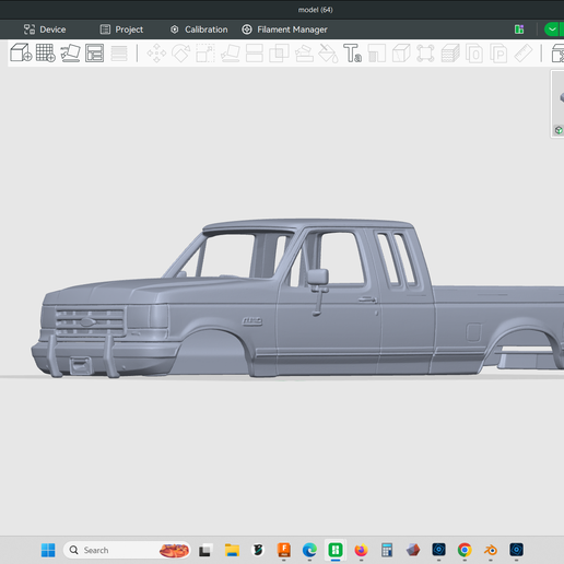 1990 Ford F-150 XLT Lariat Supercab pickup truck model 1/24 scale, hollow model body, resin, fdm, 3d print, stl file