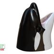 Orca-Pen-Holder-color-5.jpg Orca whale killer whale hollow pen holder 3D printable model