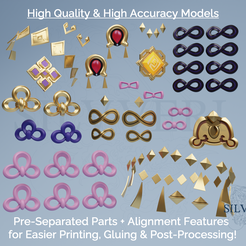 Whole-Render-Yun-Jin-Accessories-Bundle.png Yun Jin Accessories Bundle for Cosplay - Genshin Impact - Instant Download STL Files for 3D Printing