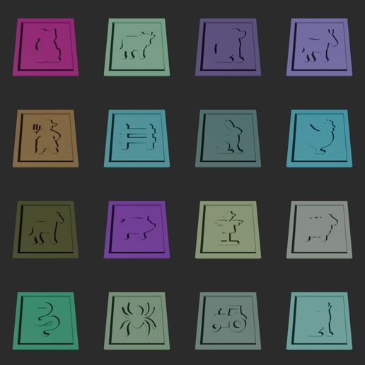 Farm Squares Collection – 3D Printable Game Tokens