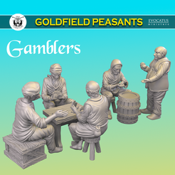 EVOCATUS miniature Ro GOLDFIELD PEASANTS Файл STL Игроки (Голдфилдские крестьяне)・Шаблон для 3D-печати для загрузки
