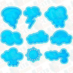 Weather-effects-cookie-cutter-set-of-9.png 3D-Datei Wetter-Ausstechformen-Satz von 9 *・Design für 3D-Drucker zum herunterladen