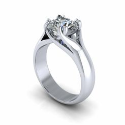 1.jpg Archivo STL Solitario Twist Prong Anillo de Diamantes R1・Diseño de impresora 3D para descargar