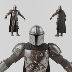 Portada.png OBJ file Mandalorian Lowpoly Rigged・3D print design to download