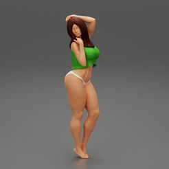 Girl-0001.jpg 3D file woman wearing in lace top and bikini・3D printer model to download