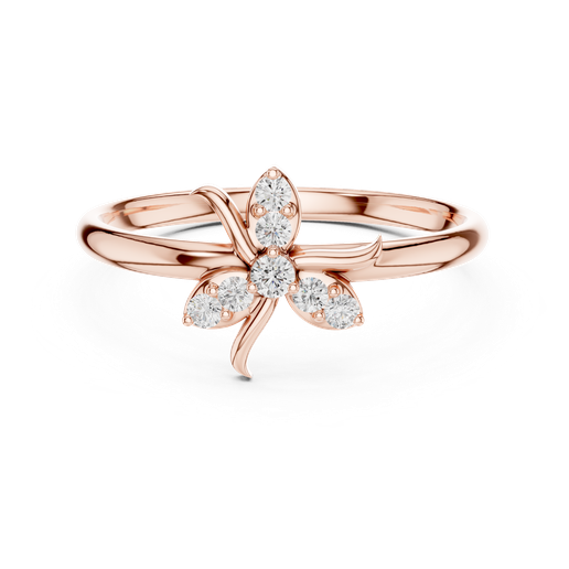 Three-Leaf Seven-Stone Botanical Cluster Ring 3D Model