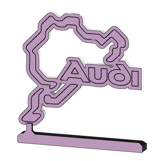 Wy d LTT77 ) . YW LT yp ) Oa YY, ll y) Ory . yy) (C LL bi TT Ce oH] UTT7 FAT } Ue MU) ey SE ) }! (; STL file Stand Nürburgring Circuit and Logo Audi・3D printer model to download, Upcrid