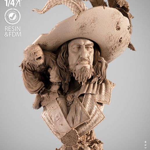 WICKED MOVIES BARBOSSA PORTRAIT BUST: TESTED AND READY FOR 3D PRINTING 3D model