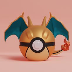 pokeball-charizard-render.jpg Файл STL Pokemon Charizard Pokeball・Модель 3D-принтера для загрузки