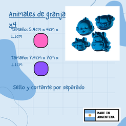 50.png Archivo STL Cortapastas Animales de granja x4, 2 juegos・Objeto imprimible en 3D para descargar