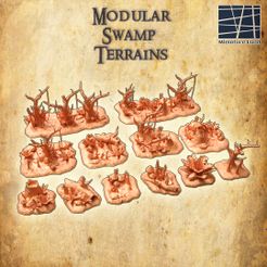 Modular-Swamp-Terrain-1-re.jpg 3D file Swamp Terrains 28 MM Tabletop Terrain・Model to download and 3D print