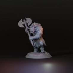 Axe1FS.png Minotaur Gladiator with axe - dnd miniature - 2 inch base - Pre supported