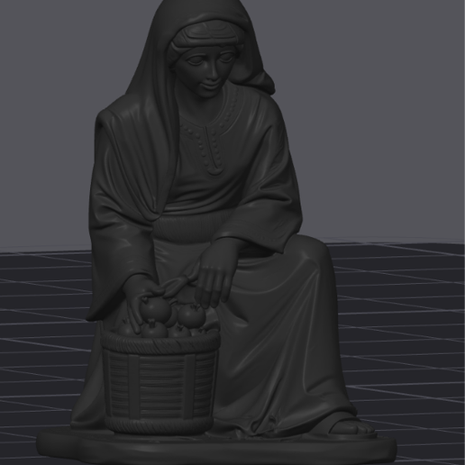 Nativity Scene – Woman Carrying a Basket of Apples – 3D Printable STL