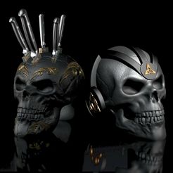 2erPack-Skulls-Messerblocck-KopfhoererHalter.jpg 2-pack 20% discount Skulls knife block and headphone holder