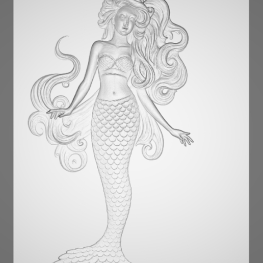 Snimek-obrazovky-2025-09-28-193409.png Meerjungfrau mit fließendem Haar - Mythologischer Stil - 3D STL Modell
