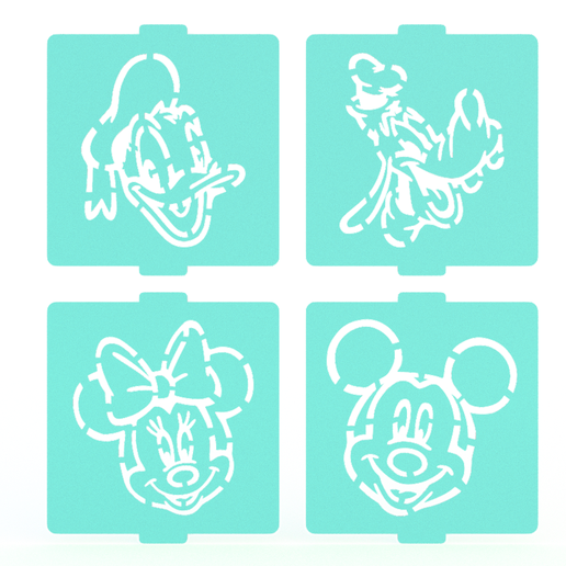 Mickey Mouse stencil set of 4 for Coffee and Baking - 3D model önizlemesi